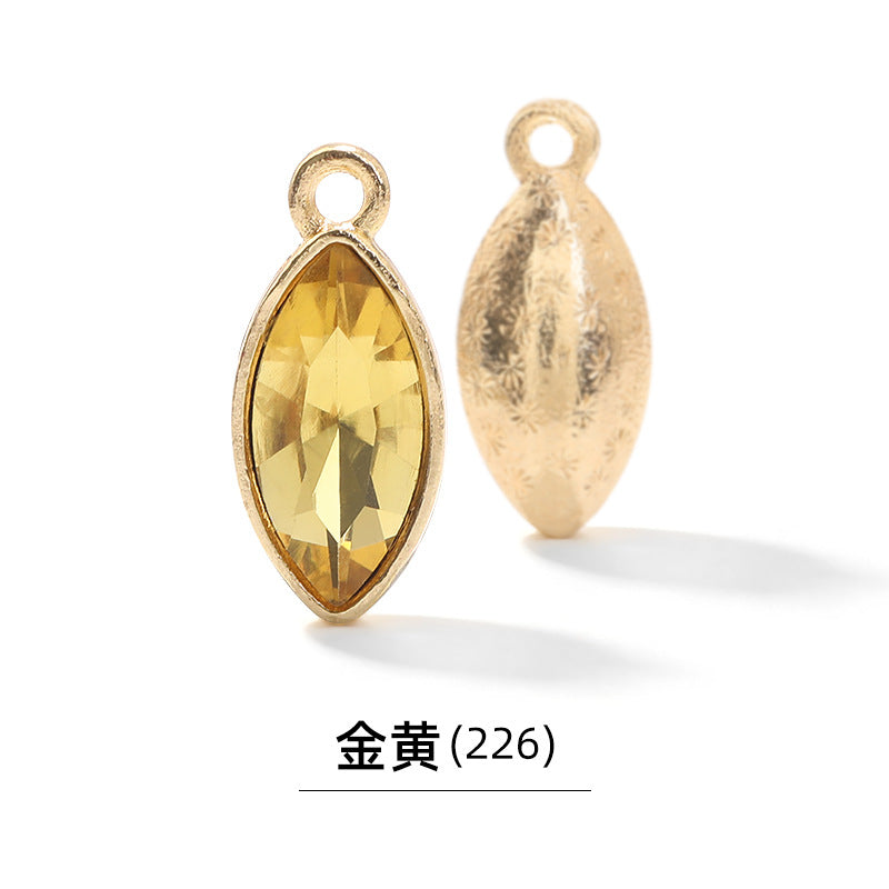 Xichuan horse eye zinc alloy pendant, gold base horse eye single pendant with diamond, DIY jewelry, earrings, doll pendants, horse eye rhinestone