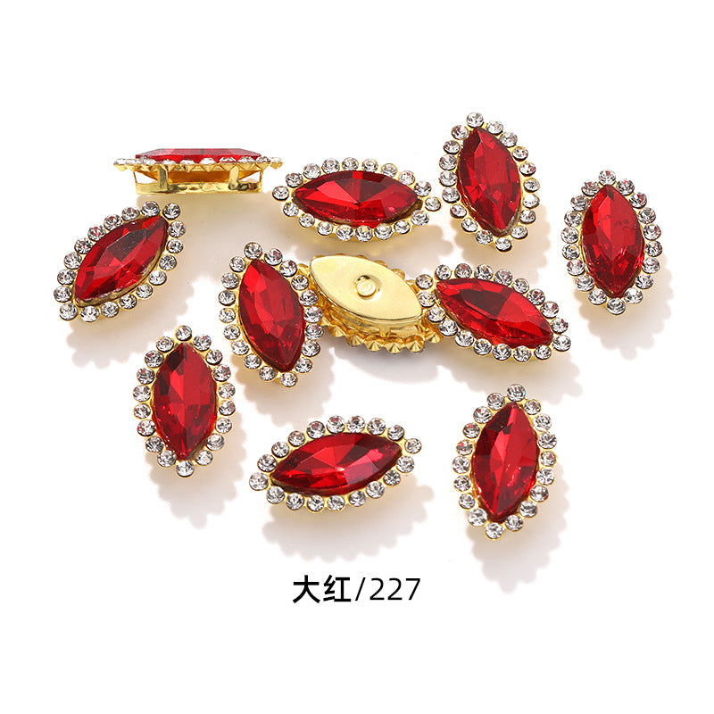 Horse Eye Sunflower Double-layer Hand-Stitched Diamond Shaped Edge Glass Diamond Clothing Bag DIY Accessories Manufacturer Wholesale