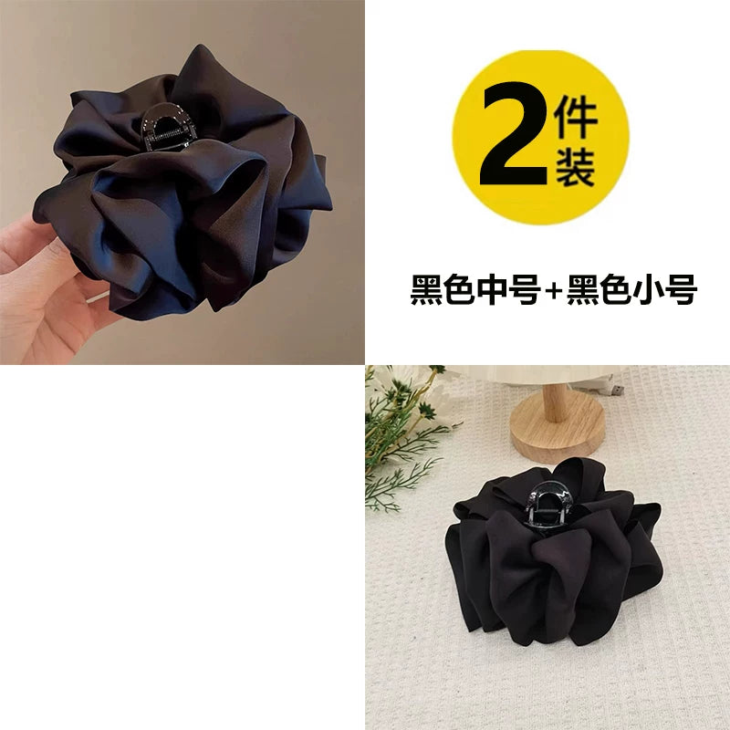 Korean style black bubble claw clip for women, 2026 new bow hair clip, shark clip, hair clip on the back of head, hair accessory