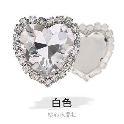 Heart-Shaped Crystal Claw Rhinestones - Hand-Sewn Hat Shoe Accessories Crystal Buckles