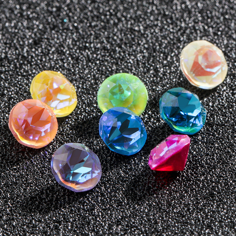 Shiyue Face Round Mocha Luminous Crystal Glass Diamond Pointed Bottom Nail Art Diamond DIY Accessory Match