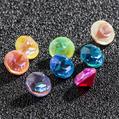 Shiyue Face Round Mocha Luminous Crystal Glass Diamond Pointed Bottom Nail Art Diamond DIY Accessory Match
