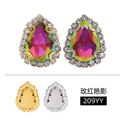 New waterdrop copper crystal buckle with vivid light color thickened base strap hole claw diamond shoes and hats and clothing accessories