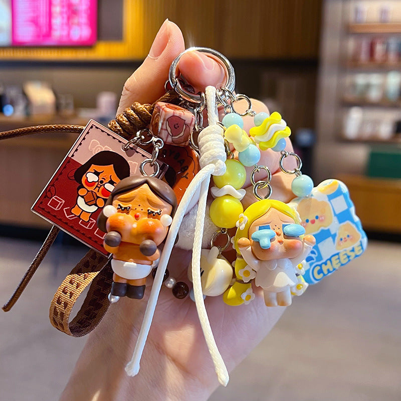 Handmade DIY crying bag cute grain change baby keychain doll pendant, small carry bag bag, beaded doll small pendant