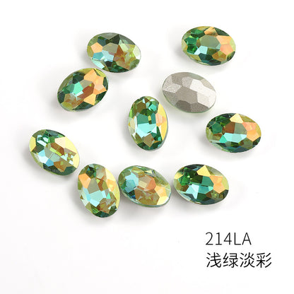 Oval light color nail art diamonds, dan-shaped pointed bottom diamond hair accessories, headwear, luggage, clothing accessories, oval light color water rhinestones