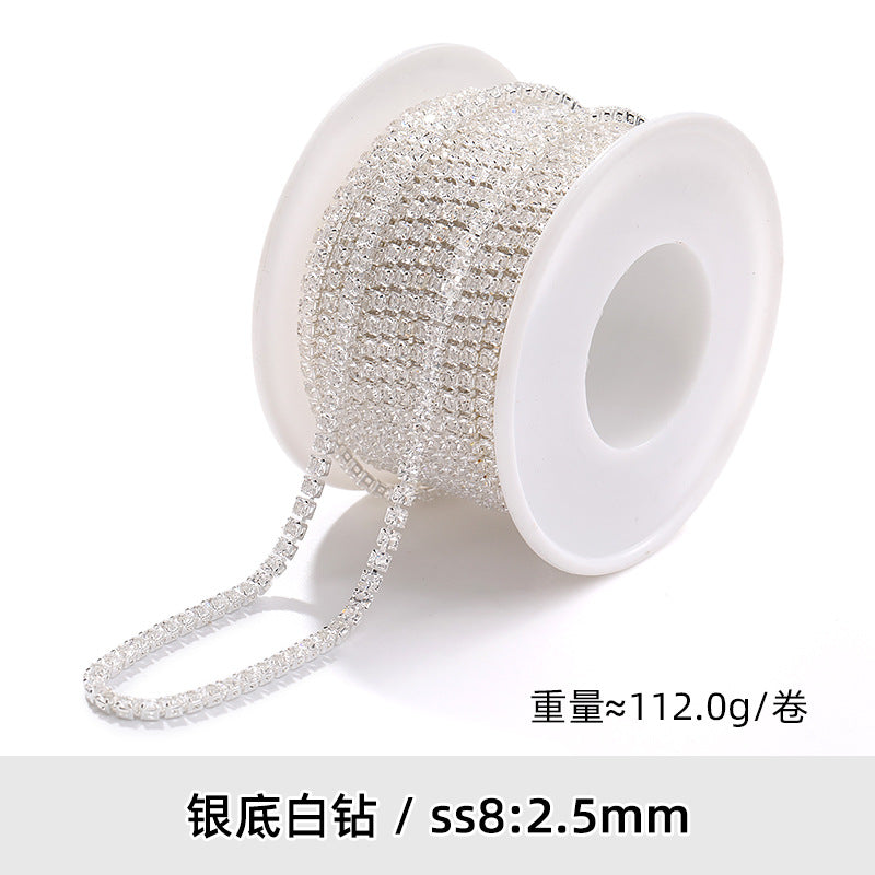 Zircon claw chain 2.5 3 4mm dense white rhinestone claw chain phone case, nail art, clothing, DIY accessories