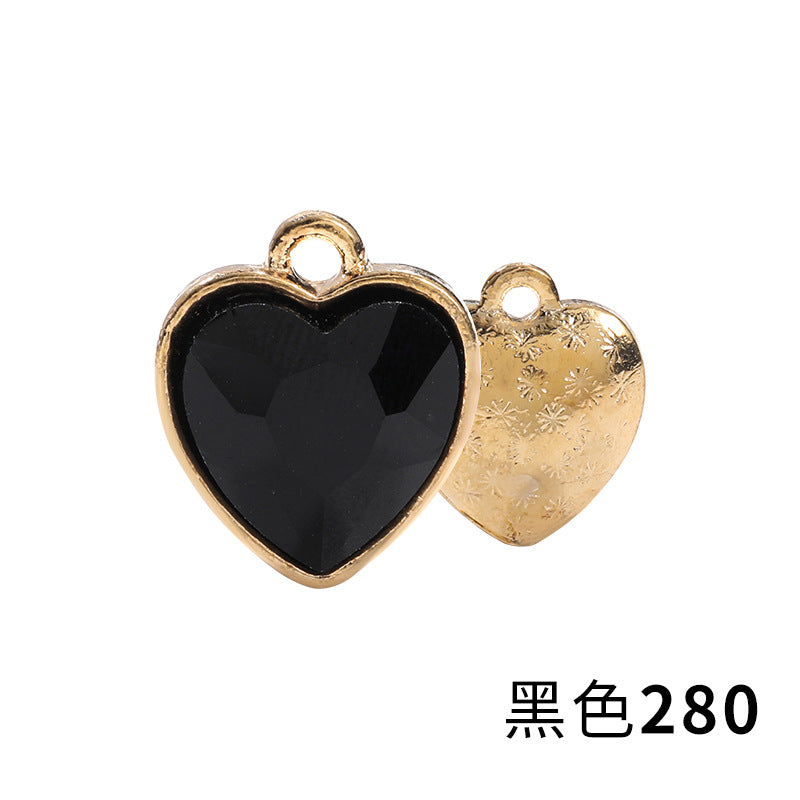 Xichuan zinc alloy peach heart crystal gold base single hanging heart-shaped glass diamond DIY jewelry earrings with diamonds pendant batch