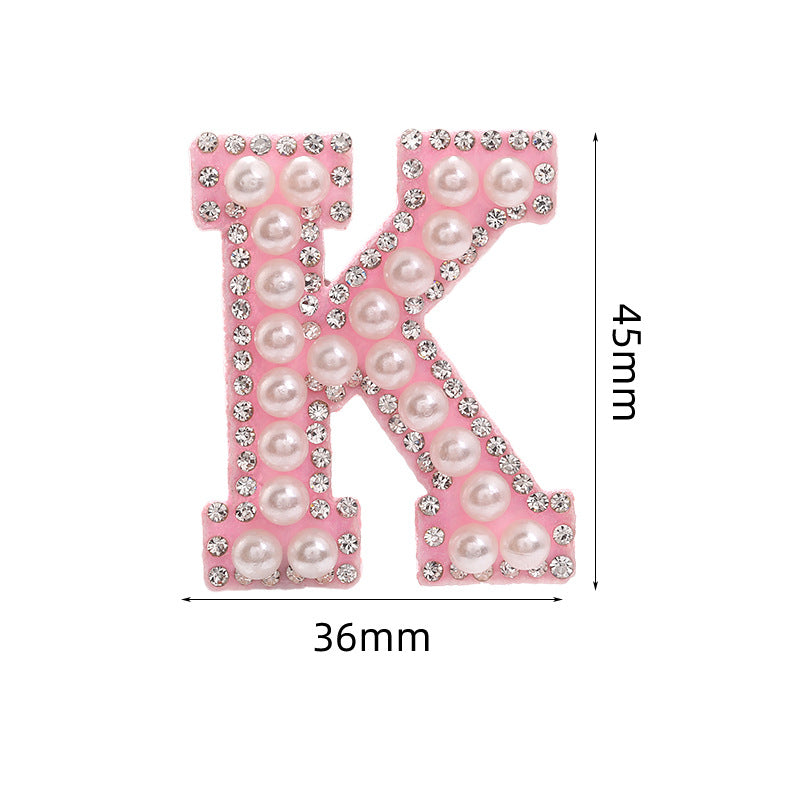 Hot Heat Patch Stickers with 26 English Letters DIY Accessories Clothing Accessories White Diamond Pink Nonwoven Fabric Stickers