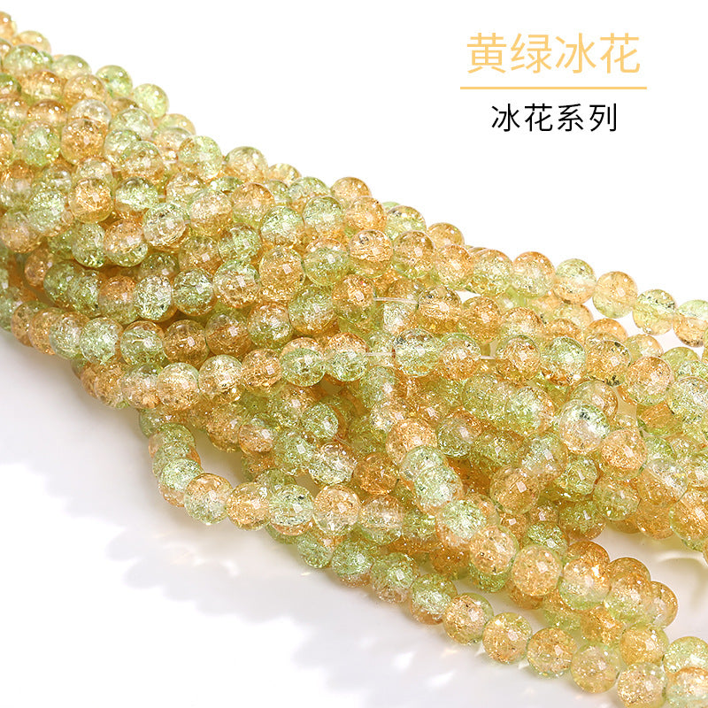Xichuan autumn colorful ice flower jelly round beads DIY bracelet, necklace, jewelry, accessories, handmade perforated beads