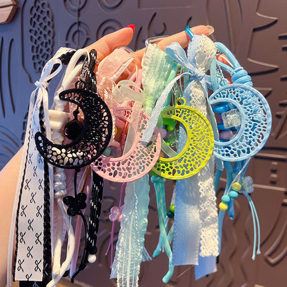 Simple miu DIY moon bracelet keychain bag pendant accessories creative car school bag keychain pendant