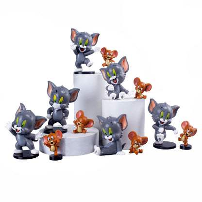 12 Tom Jerry Black Base Cute Cat and Mouse Good Friend Doll Figure Model Car Ornaments