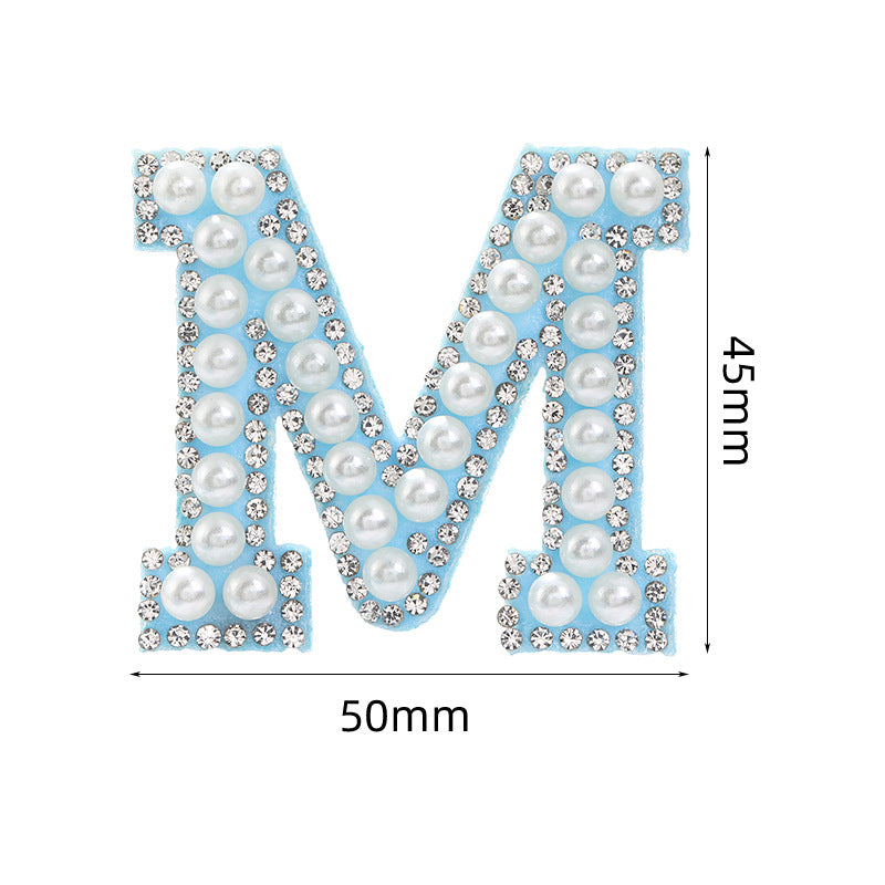 Hot Heat Patch Stickers with 26 English Letters Stickers DIY Accessories Clothing and Hat Accessories Blue Non-Woven Fabric Stickers
