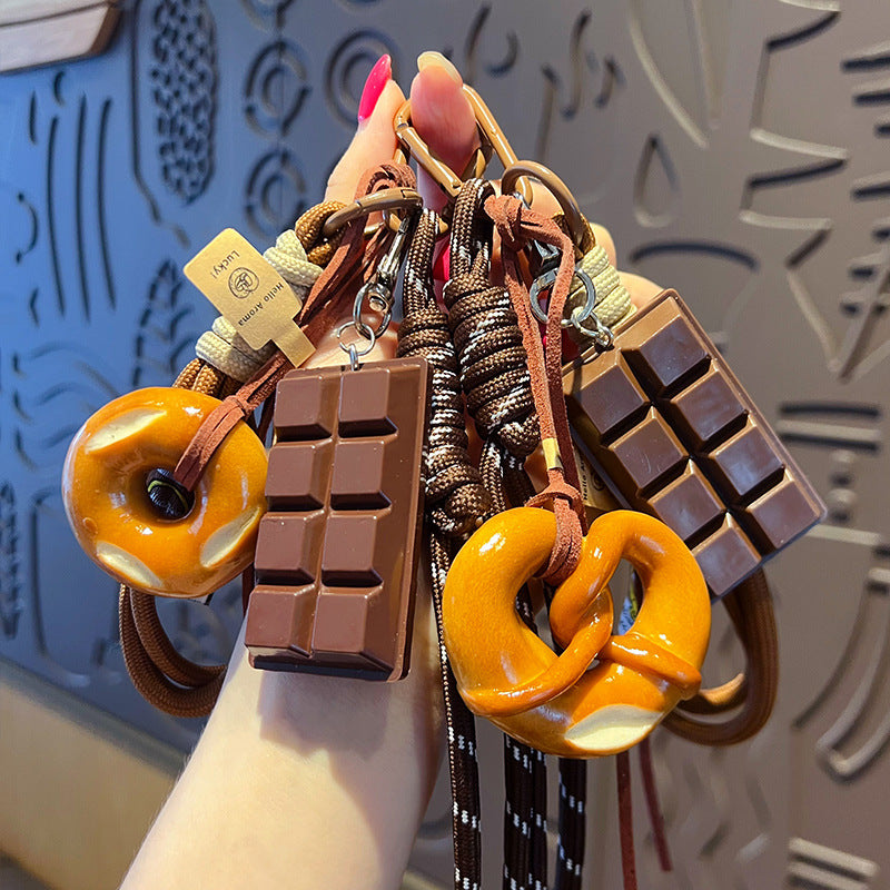 Creative miu system simulated alkaline water bread bracelet keychain pendant couple bag keychain small pendant wholesale