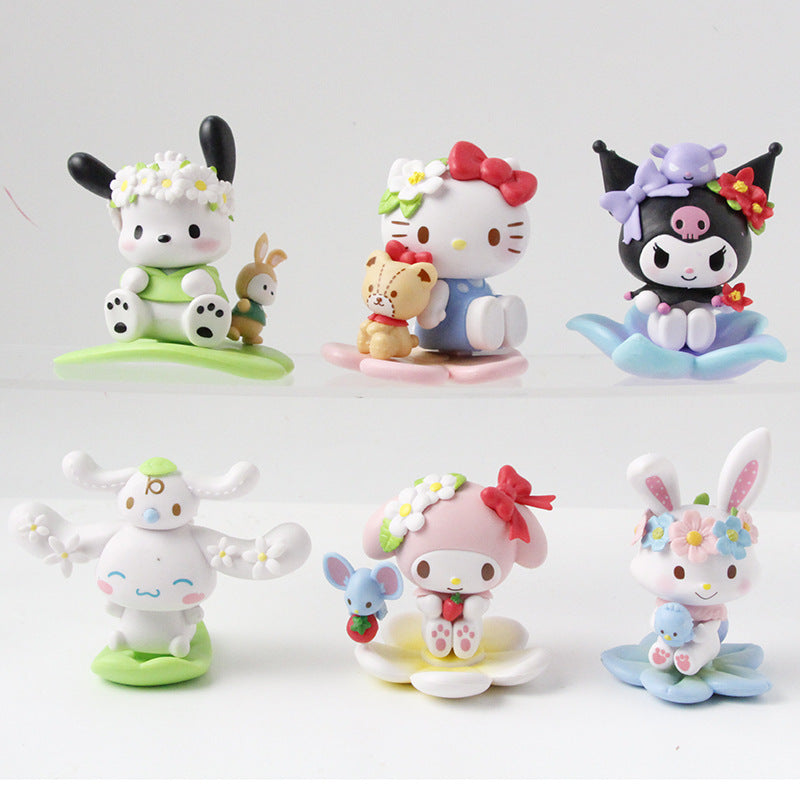 Melody jade cinnamon Kuromi flower series blind box trendy toy figure birthday gift cute doll table ornament piece