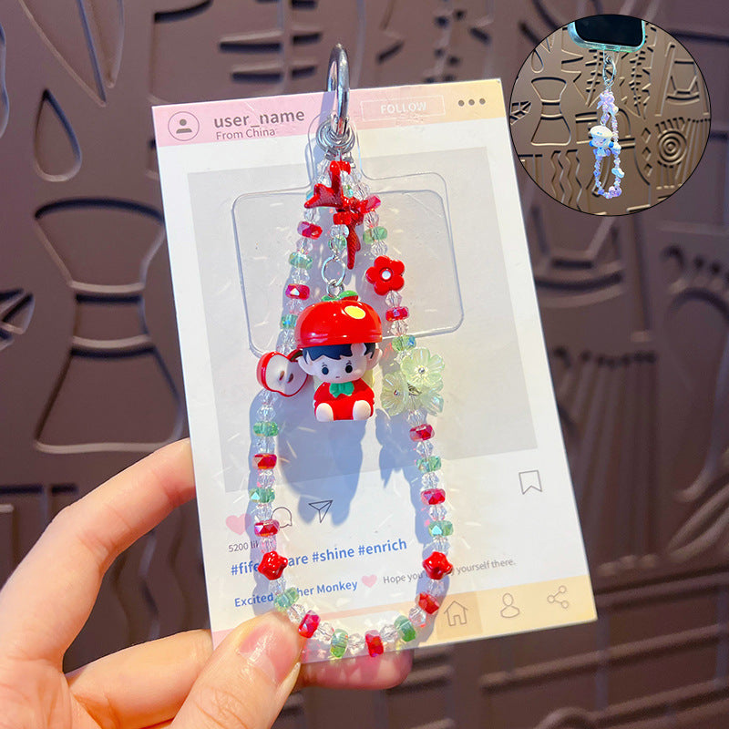 Handmade DIY bubble cute particles beaded mobile phone chain doll pendant women's bag keychain doll pendant