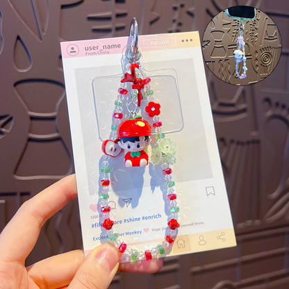 Handmade DIY bubble cute particles beaded mobile phone chain doll pendant women's bag keychain doll pendant