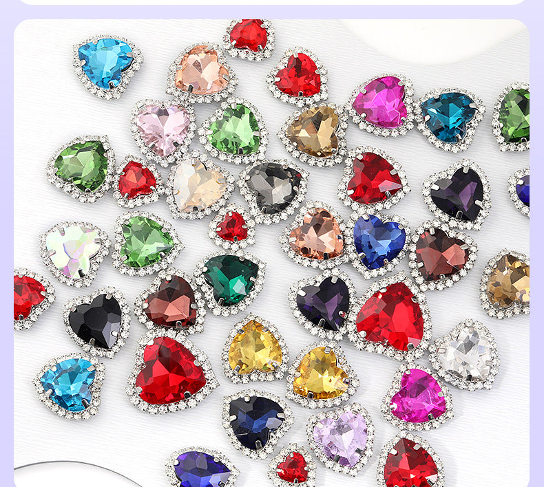 Heart-Shaped Crystal Claw Rhinestones - Hand-Sewn Hat Shoe Accessories Crystal Buckles