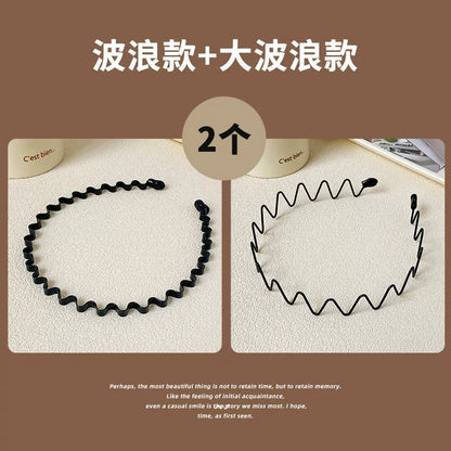 Simple black metal headband for women's face washing, sports invisible men's hairband fixed headband that does not tighten hair clips