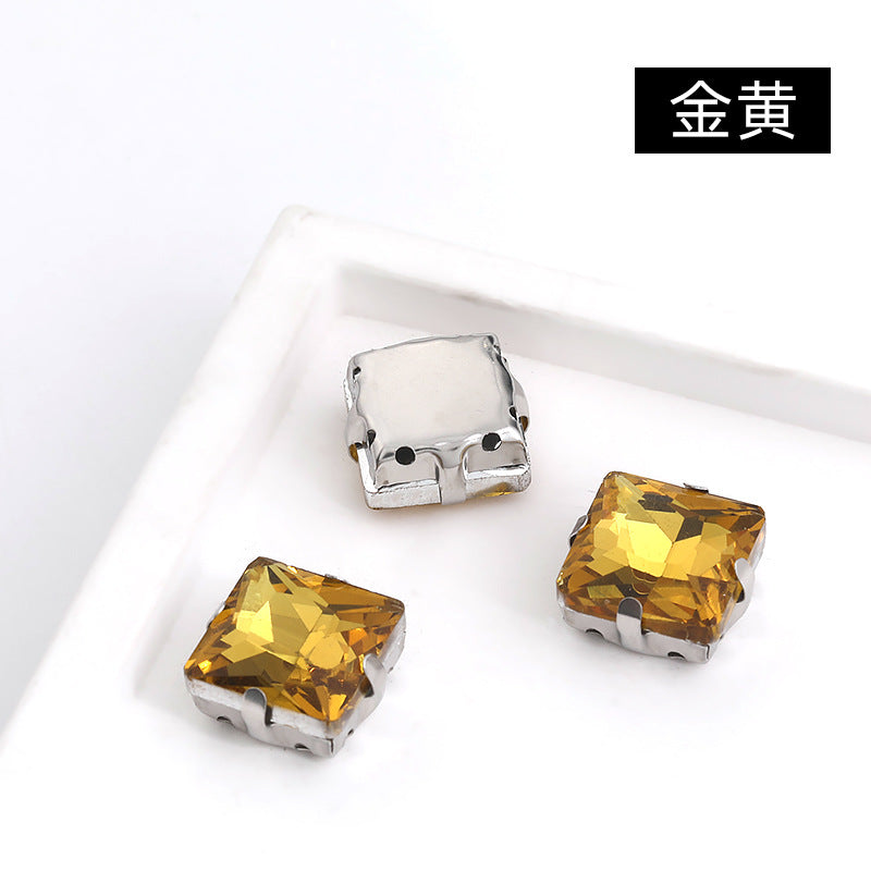 Square claw drill perforated hand sewing rhinestone wedding dress accessories handmade material accessories square claw drill