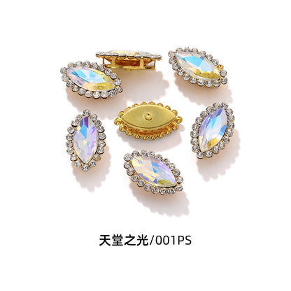 Horse Eye Sunflower Double-layer Hand-Stitched Diamond Shaped Edge Glass Diamond Clothing Bag DIY Accessories Manufacturer Wholesale