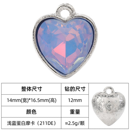 Heart-inlaid 12MM peach heart single crystal pendant bracelet, headpiece, flower tray material, DIY accessory pendant