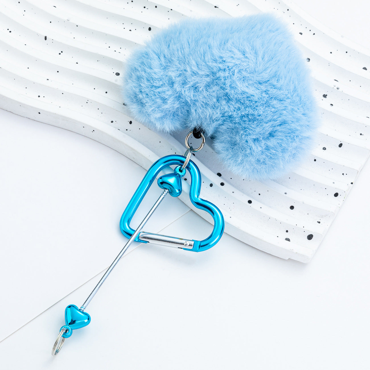 DIY Beaded Love Carabiner - Plush Pendant Love Lock Buckle Hairball Carabiner Wholesale