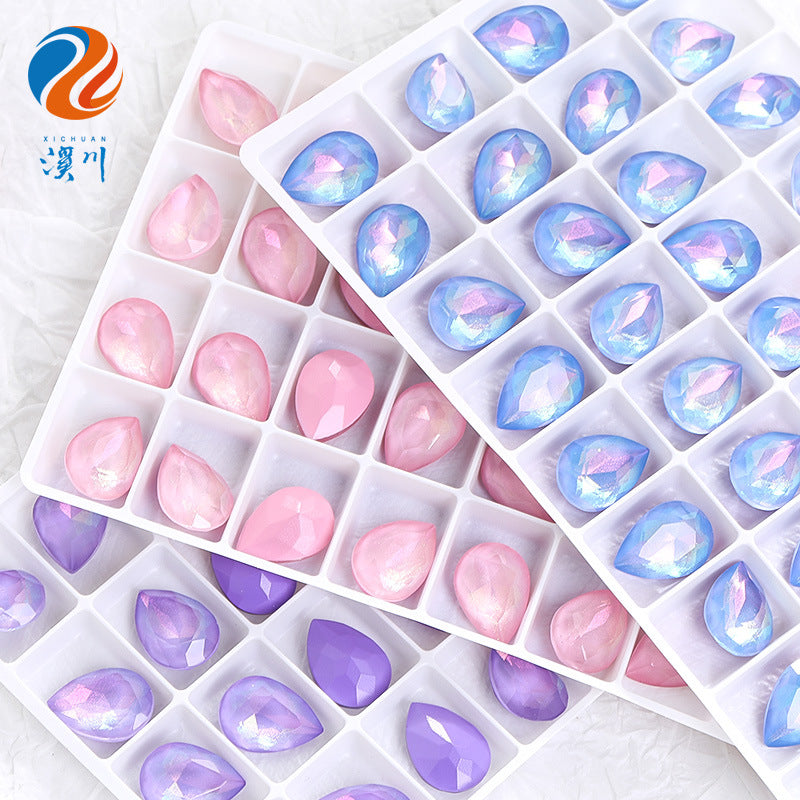 Aurora Mocha waterdrop rhinestone cut is evenly colored, wear-resistant nail nail diamond, phone case and diamond-shaped mocha pointed bottom waterdrop rhinestone