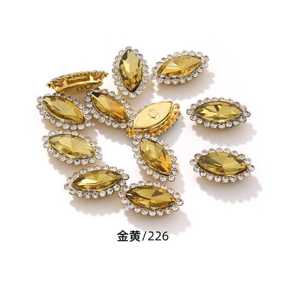 Horse Eye Sunflower Double-layer Hand-Stitched Diamond Shaped Edge Glass Diamond Clothing Bag DIY Accessories Manufacturer Wholesale