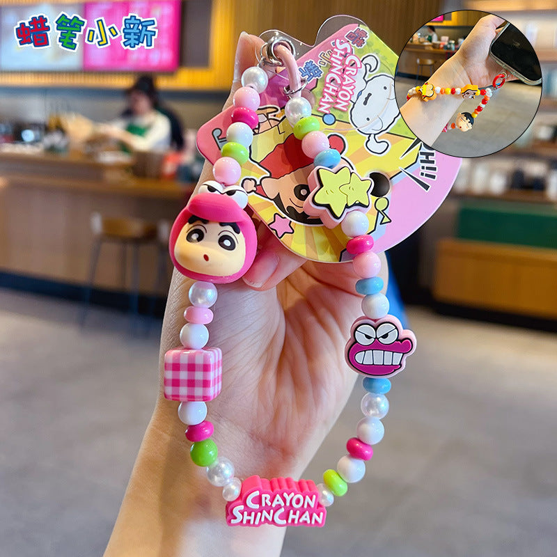 Genuine crayon Shin-chan beaded mobile phone chain small pendant couple car key chain bag doll doll ornament