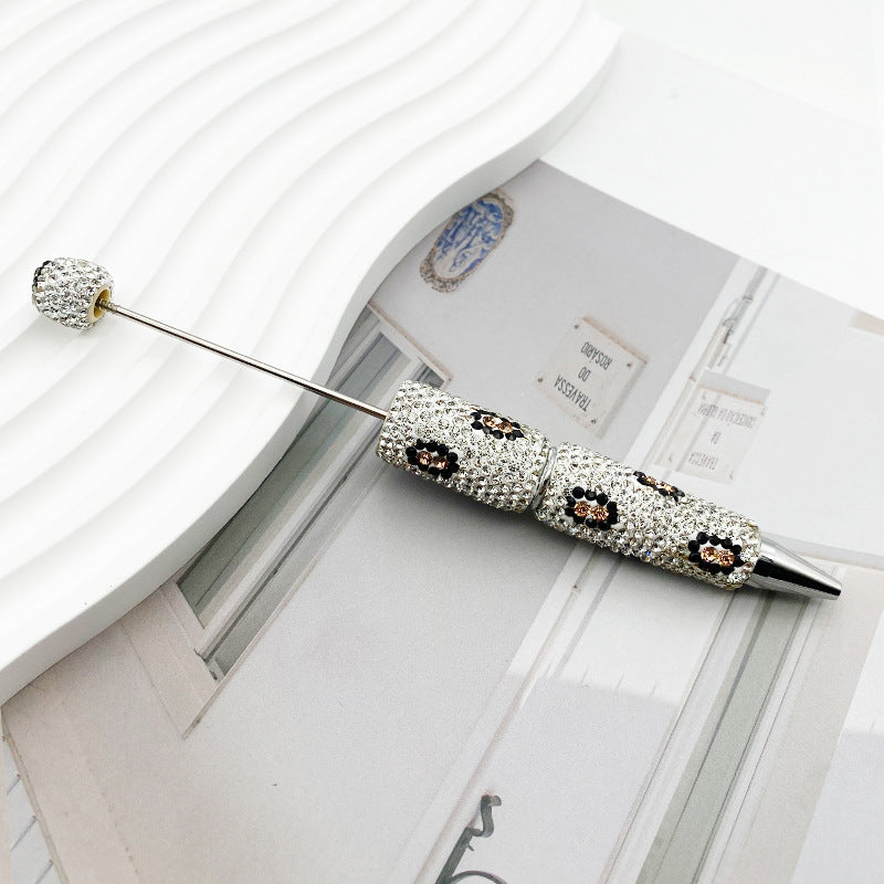 Leopard print full diamond ballpoint pen creative DIY beading pure handmade diamond set ballpoint pen advertising gift pen spot wholesale