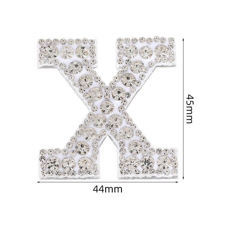 Full diamond letters DIY clothing accessories, white rhinestone hot simmer patches, hot patch English 26 letters