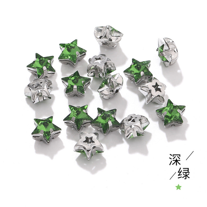 Best-selling 10mm five-pointed star stainless steel claw drill, ultra-glitter five-pointed star nail art clothing DIY accessory glass diamond