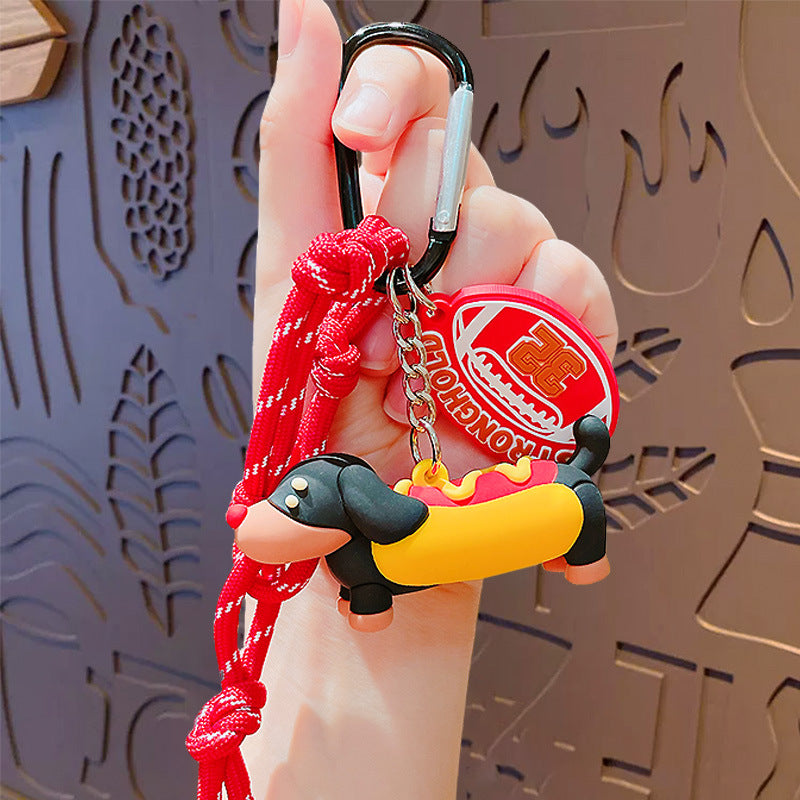 Creative Exquisite Trendy Dachshund Dog Doll Keychain - 3D Cartoon Puppy Couple Bag Pendant