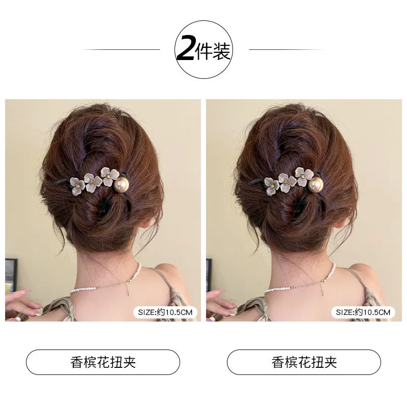 Elegant and sophisticated floral twist hair clips for women, 2026 new high-end back hair clip, straight duckbill clip