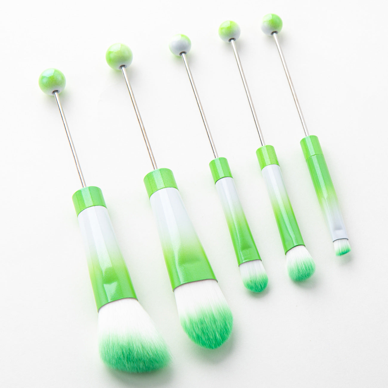 New 5 Pcs DIY Beaded Metal Handle Makeup Brush Set - Contour Concealer Eyeshadow Eyebrow Brush Wholesale