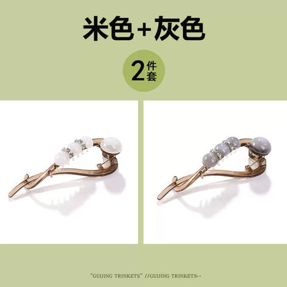 High-end and elegant beaded twisted clip, rhinestone hair clip for women, no poking at the back of the head, updo claw clip, versatile flat-head clip