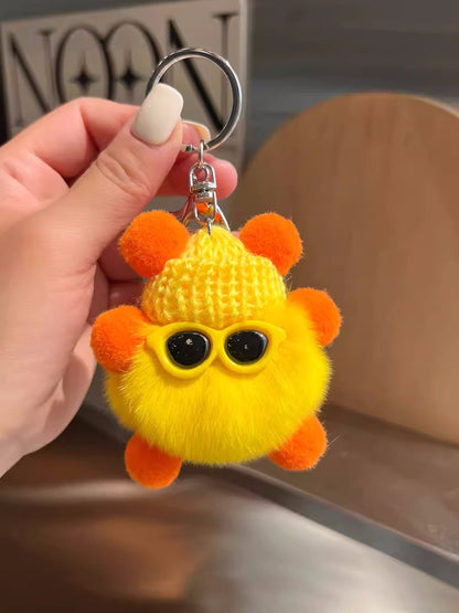 Cute otter rabbit fur small briquette bag pendant ornament school bag eye doll pendant cartoon doll keychain