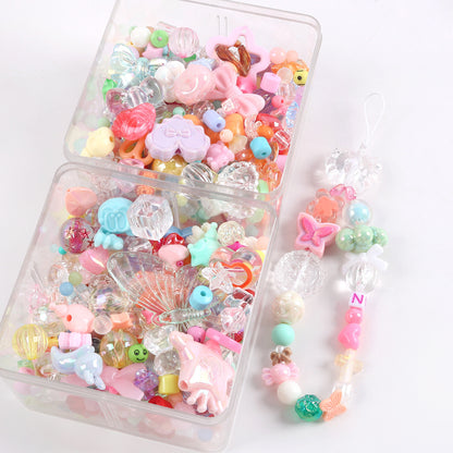 Cute Bow & Flower Acrylic Beads - DIY Mobile Phone Chain Necklace Lanyard Accessories
