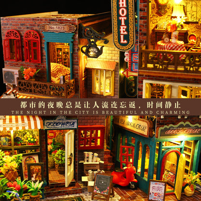 Jiate DIY Cottage Scarborough 3D Stereoscopic Handmade Assembly with Light Book Standing Model Exquisite Ornaments Gift Female