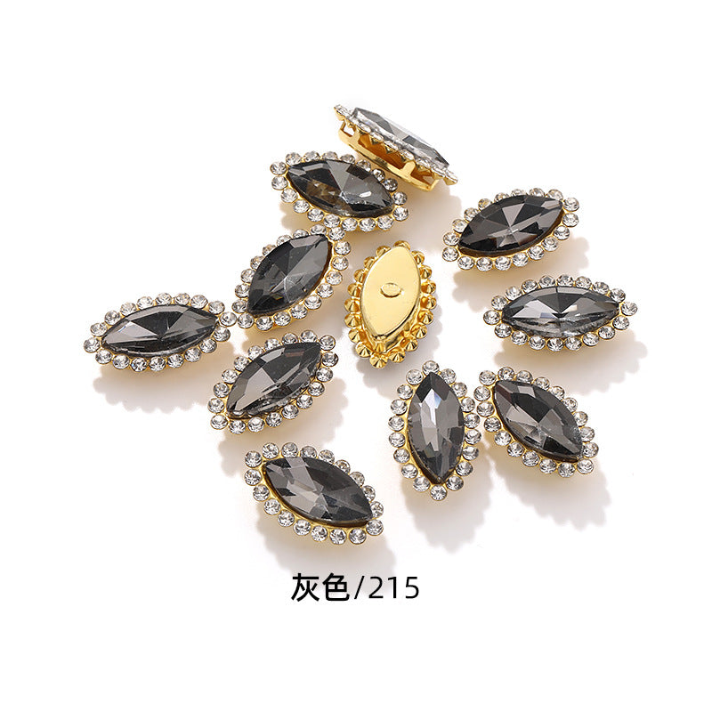 Horse Eye Sunflower Double-layer Hand-Stitched Diamond Shaped Edge Glass Diamond Clothing Bag DIY Accessories Manufacturer Wholesale