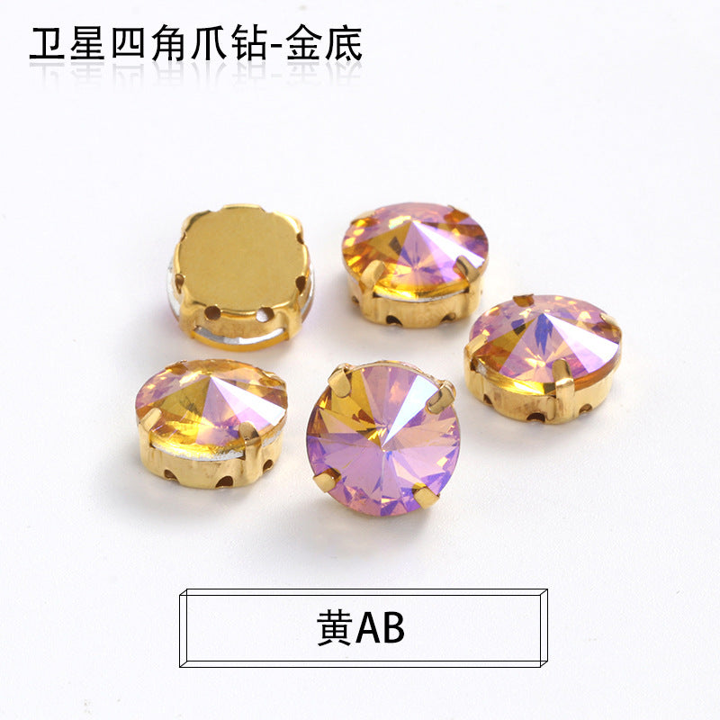 Xichuan new gold background satellite square corner hand sewing drill claw drill DIY clothing collar dress accessories material wholesale