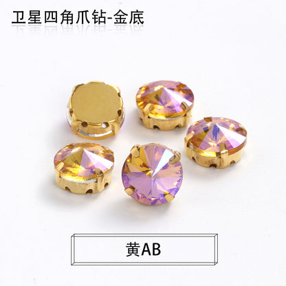 Xichuan new gold background satellite square corner hand sewing drill claw drill DIY clothing collar dress accessories material wholesale