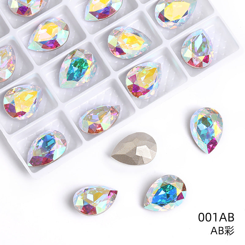 K9 high-end pear-shaped rhinestones, special-shaped rhinestones, real silver-plated base wedding dress accessories, pointed bottom pinkstone rhinestones