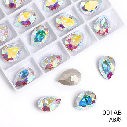 K9 high-end pear-shaped rhinestones, special-shaped rhinestones, real silver-plated base wedding dress accessories, pointed bottom pinkstone rhinestones