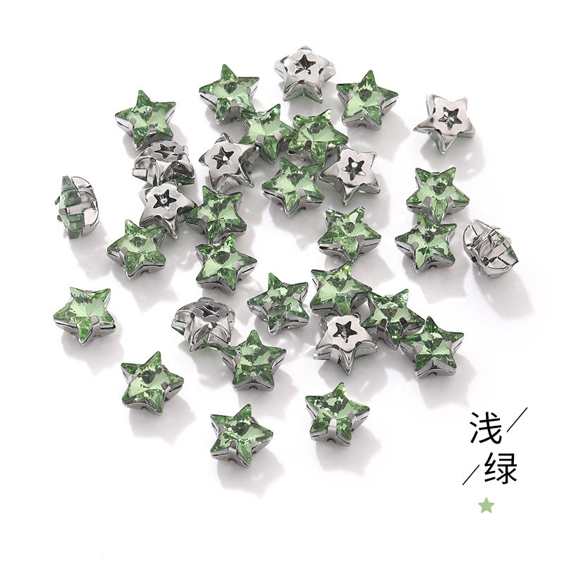 Best-selling 10mm five-pointed star stainless steel claw drill, ultra-glitter five-pointed star nail art clothing DIY accessory glass diamond