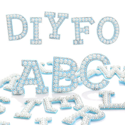 Hot Heat Patch Stickers with 26 English Letters Stickers DIY Accessories Clothing and Hat Accessories Blue Non-Woven Fabric Stickers