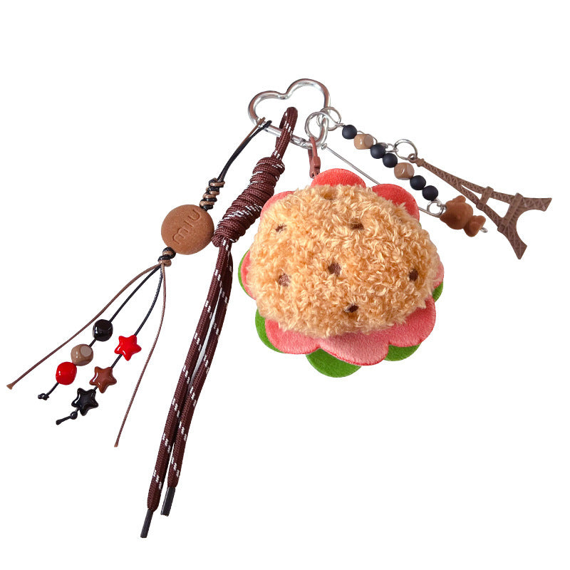 Creative DIY Plush Food Miu Series Bag Pendant Accessories Couple Hamburger School Bag Keychain Doll Small Pendant