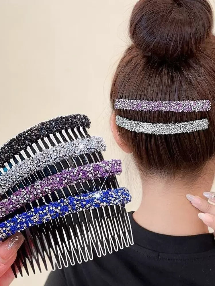 Premium glitter rhinestone hair comb, loose hair management tool, 2026 new toothbrush, bangs inverted comb, elegant hair clip, hair accessory