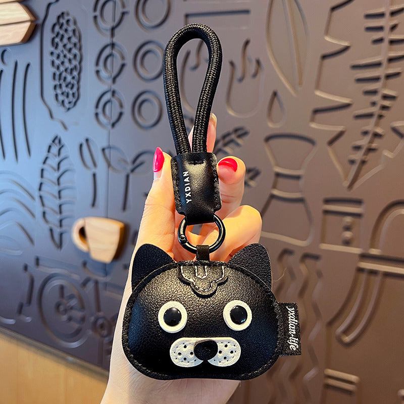 Creative PU leather Shiba Inu keychain doll pendant cute husky couple car keychain bag pendant