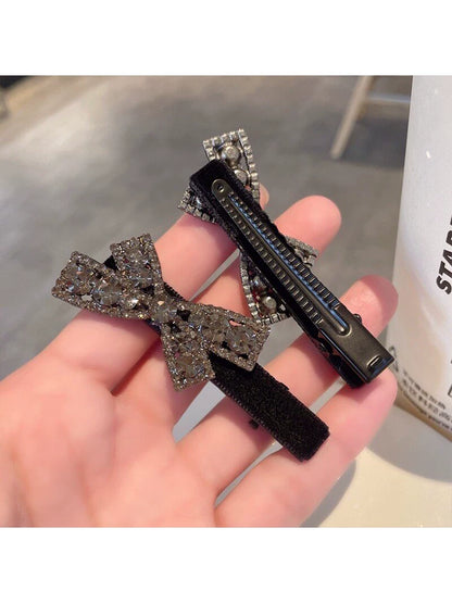 High-end rhinestone bow hair clips for women, 2026 new style bang clip, side clip, children's frizzy hair clip, straight clip